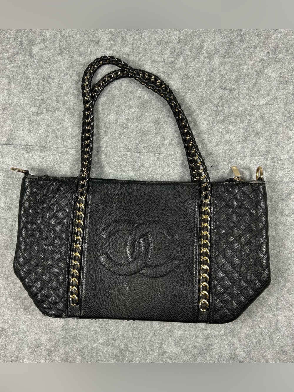 Chanel Luxe Ligne Black Leather Tote Quilter Panels Y2K Luxury Designer